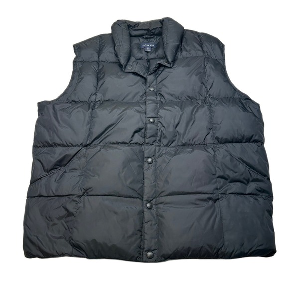 Lands End Down Puffer Vest Mens XL Black Quilted Sleeveless Winter Coat - Picture 1 of 9